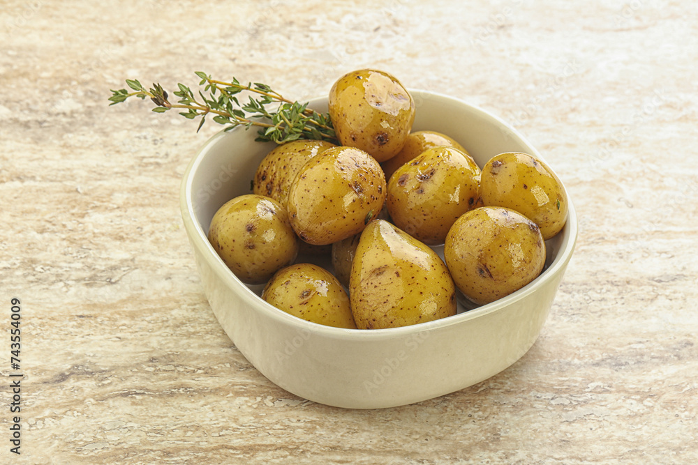 Boiled baby potato in the bowl Boiled baby potato in the bowl