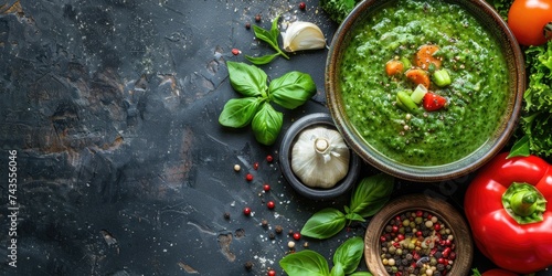Green bean soup for a homemade vegetarian lunch. Generative Ai.