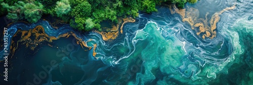 Chemicals that are dangerous are discharged into the river. Generative Ai. photo