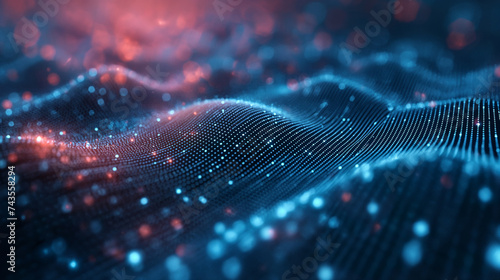 Abstract background with neural network, database flow, cloud computing