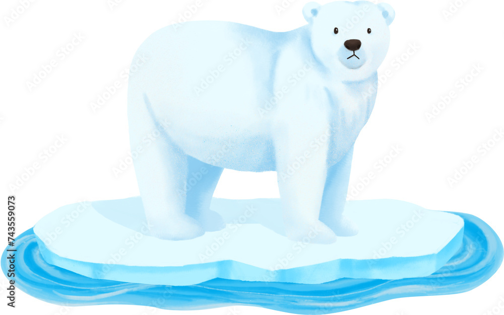 Polar Bear on Melting Ice Illustration Polar Bear on Melting Ice Illustration