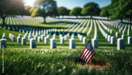 American Flag at Military Cemetery