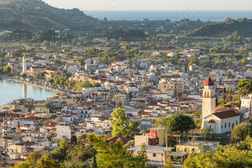 Beautiful cityscape of Zakynthos city from Bochali on Zante island in Greece photo
