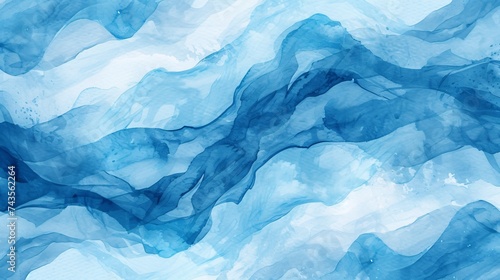 Vibrant watercolor waves in abstract design. Painted effect. Illustration.