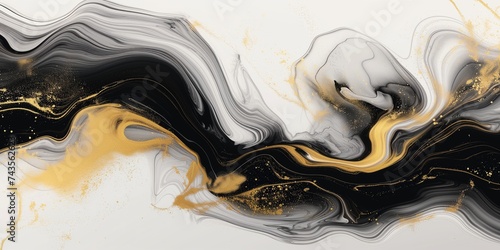 Black, White and Golden Abstract Painting