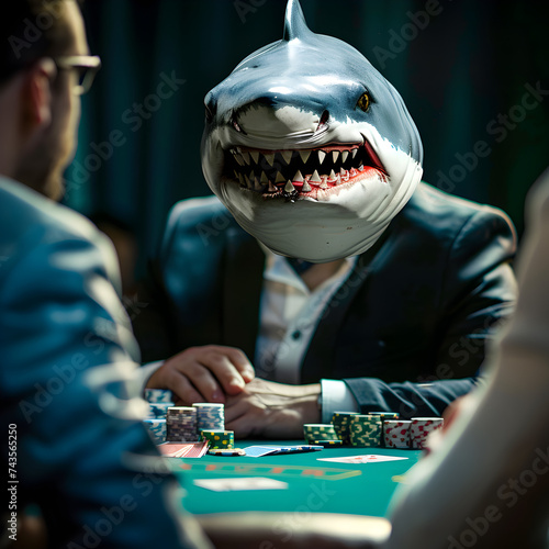 A poker Shark at a poker table 