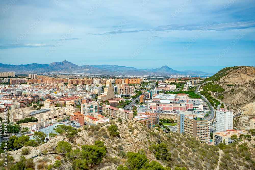 Alicante, Spain. View over the city from Santa Barbara Castle	