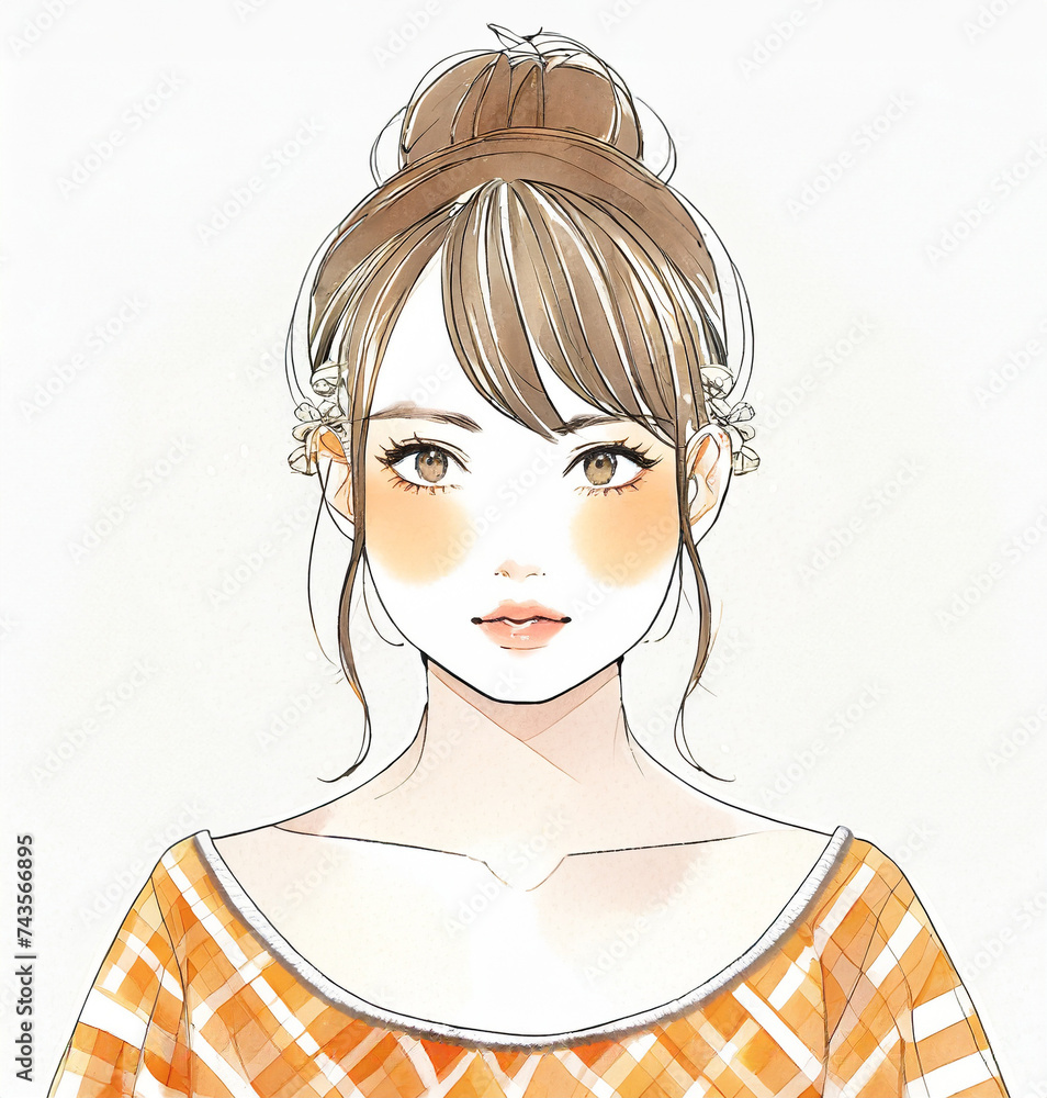 メイクやスキンケアをしている女性のイラストレーション メイクやスキンケアをしている女性のイラストレーション
