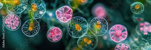 A phytoplankton from the ocean that is pink in color. Generative Ai. photo
