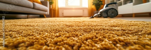 Vacuum cleaner and brown carpet. Generative Ai.