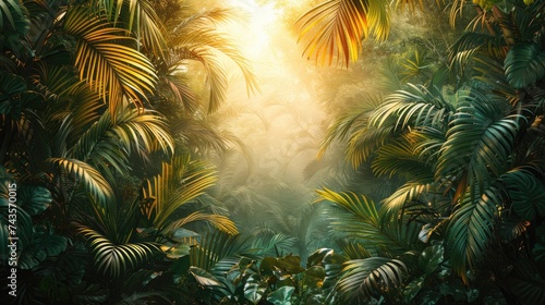 Vibrant Tropical Leaves on Sunny Yellow Background.