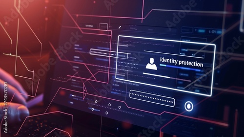A digital composite image illustrating the concept of identity theft protection, featuring futuristic interface elements symbolizing secure personal data.