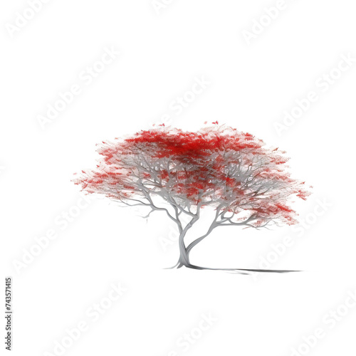 tree in red on white or transparent background