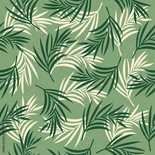  Abstract palm tree tropical leaves. Vector seamless floral pattern. Palm leaves. Fashionable template. Hand drawn unique print. 