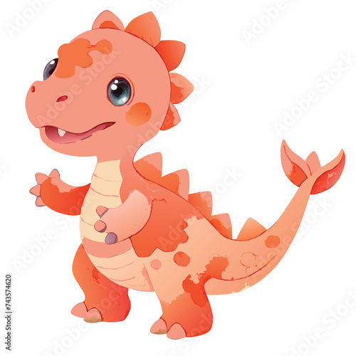 vector cute baby dinosaur watercolor © dejanira