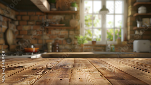 Wood Table in Home Kitchen