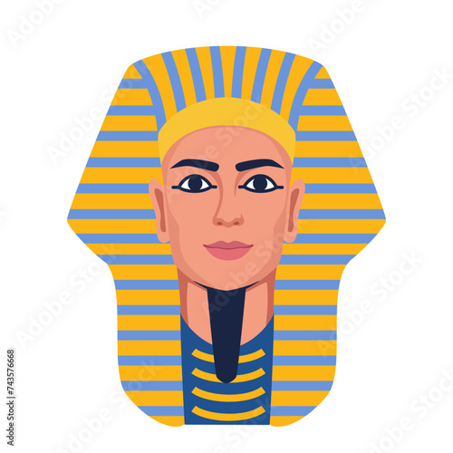 Pharaoh. Egyptian golden pharaohs mask. Ancient culture sing and symbol. Vector illustration.