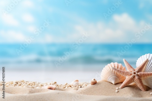 Seashore Serenity - Starfish and Shells on Pristine Sands Generative AI