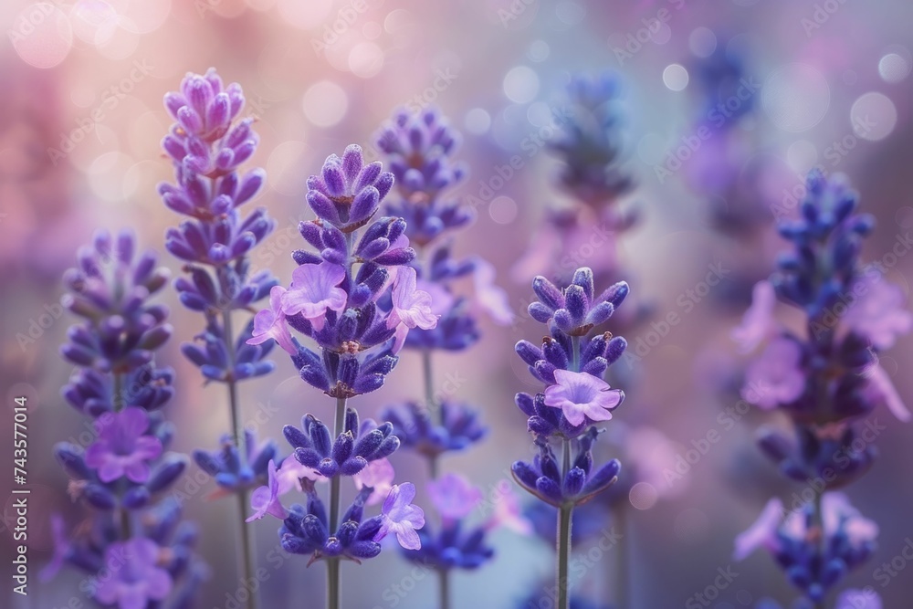 Capture the serene beauty of a lavender field with focused subjects blending into dreamy soft blur. Capture the serene beauty of a lavender field with focused subjects blending into dreamy soft blur.
