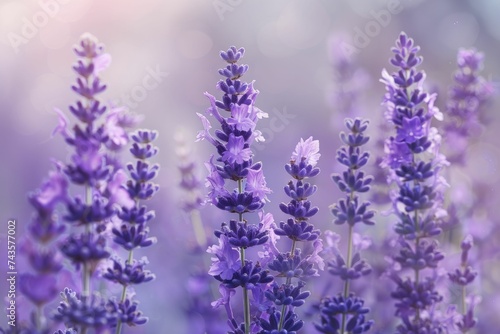 Lavender field photography backdrop, serene purple hues with focused area for subjects, blending into dreamy soft blur.