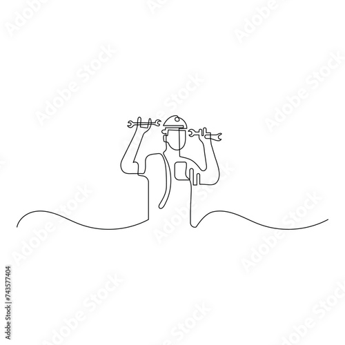 Labor day continuous one line drawing of outline vector illustration 