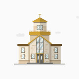 Experience architectural elegance with our school building high tower illustration, epitomizing educational stature and modern design. Let it inspire academic aspirations. 