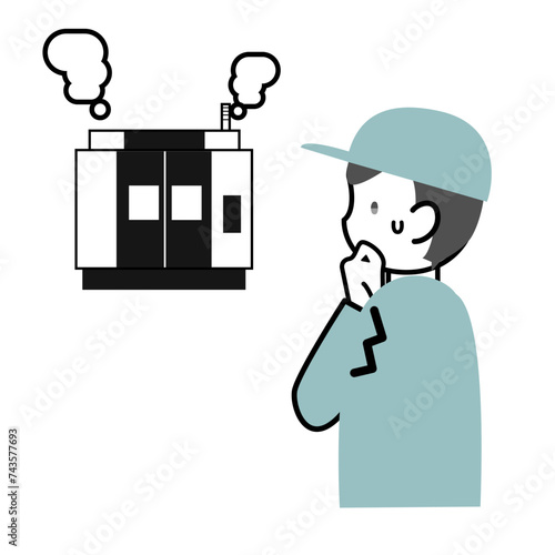 NCマシニングが故障して困る男性作業員