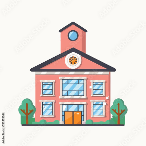 Experience architectural elegance with our school building high tower illustration, epitomizing educational stature and modern design. Let it inspire academic aspirations. 