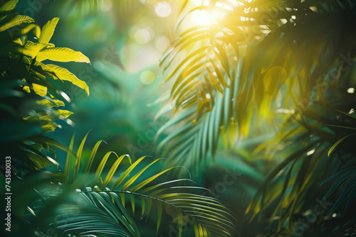 Tropical background. A slide background for showcasing creative content. Background image. Created with Generative AI technology. © Artem