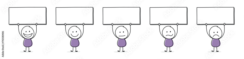 Business concept. Funny stickman blank board. Vector Business concept. Funny stickman blank board. Vector
