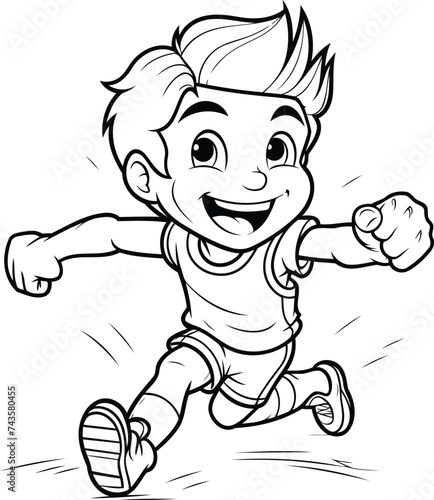 Boy running - Coloring book for adults. Vector illustration. eps10 © Muhammad