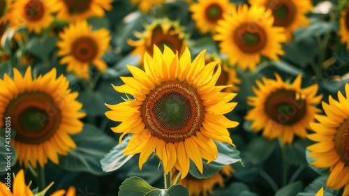 International day of Guerrilla Sunflower Gardening in Golden Hour Glow on Blooming Sunflowers Field