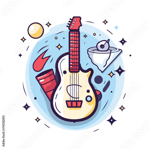 Vector illustration of electric guitar on a white background. Flat style.