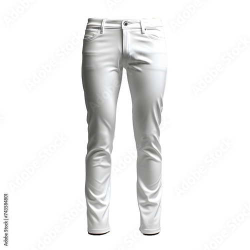 White Jeans Isolated on Transparent Background. White Denim Trousers
