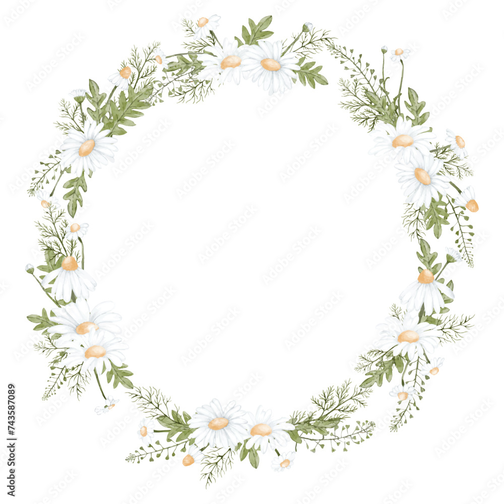 Round wreath of wild flowers