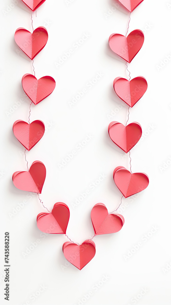 Paper Heart Garland Hanging From String