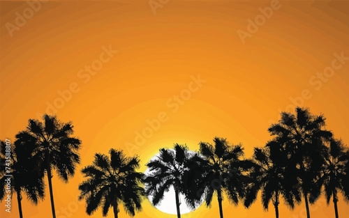 Immerse yourself in the essence of summer with our captivating background featuring a stunning sunset and swaying palm trees. Let it evoke warmth and relaxation.  © Hogr