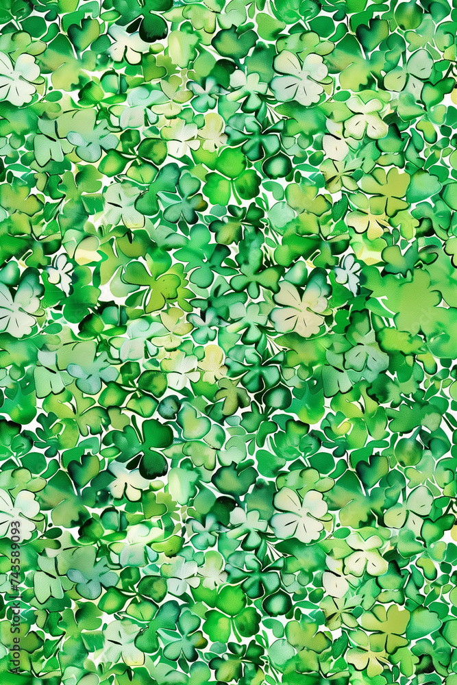 St. Patrick's Day background with clover background. Seamless watercolor pattern with clover and shamrocks. St. Patrick's Day background with clover background. Seamless watercolor pattern with clover and shamrocks.