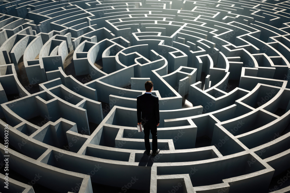 businessman look maze on background businessman look maze on background