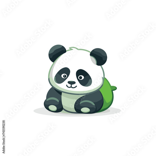 Cute cartoon panda sitting isolated on white background. Vector illustration.