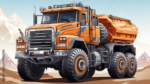 Simple vector illustration of truck construction for mining industry