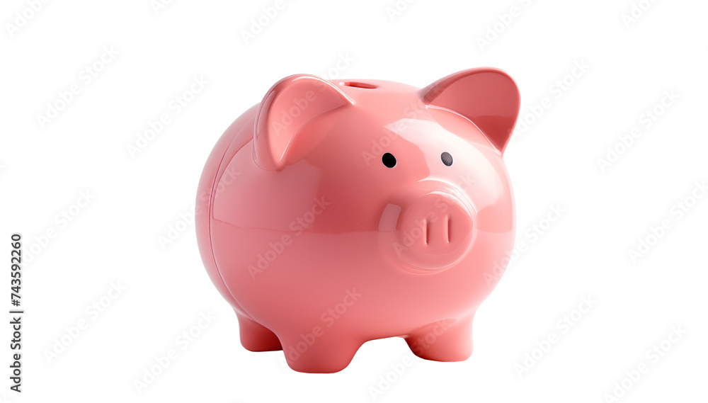 pink piggy bank in the shape of a pig on a transparent background