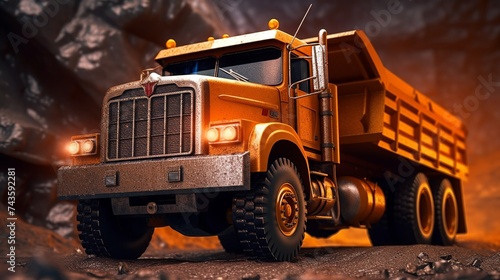 Simple vector illustration of truck construction for mining industry