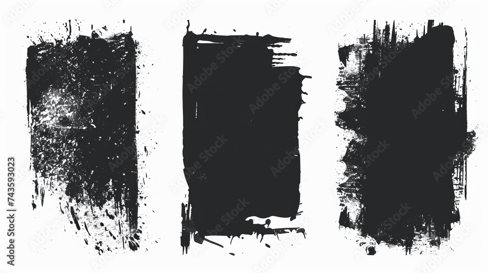 Set of grunge black banners, lines. Template for your modern designs. Brushed grungy painted lines. Set of grunge black banners, lines. Template for your modern designs. Brushed grungy painted lines.