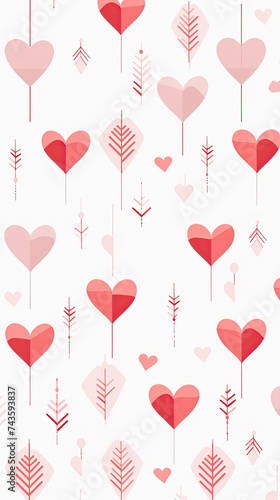 Heart and Arrow Pattern on White Background
