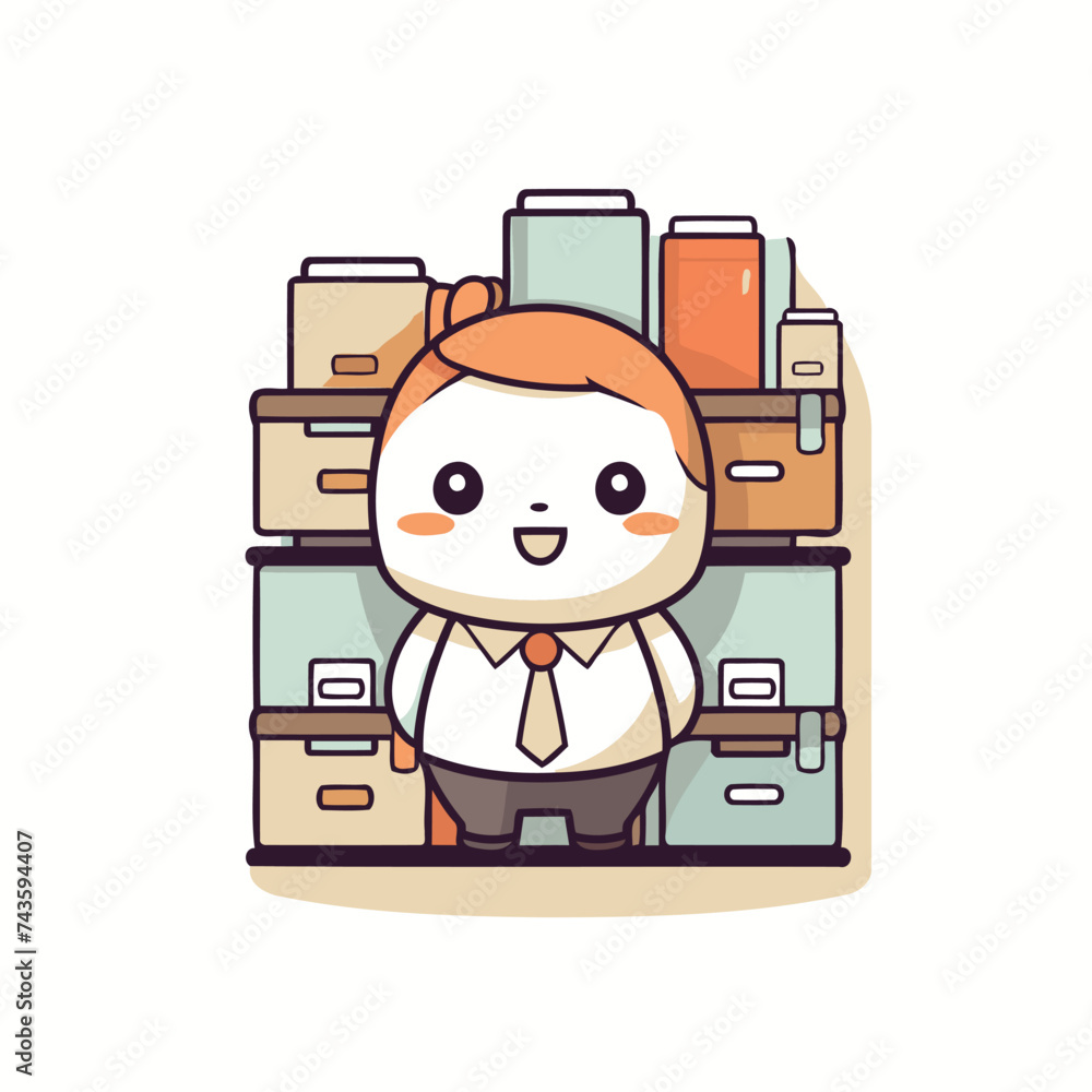 businessman with file cabinet cartoon character vector illustration eps 10.