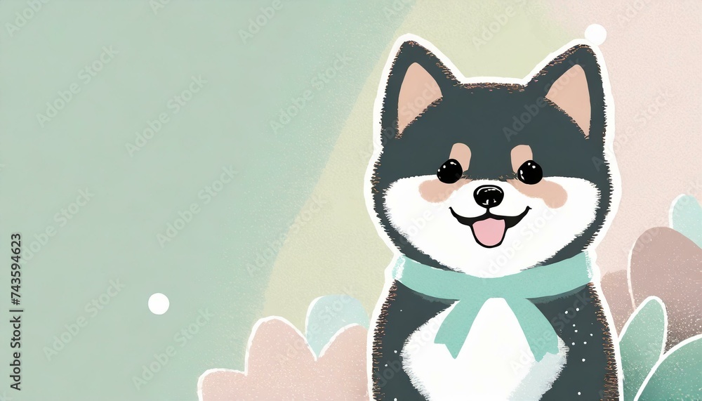 Fototapeta premium 黒柴のイラスト