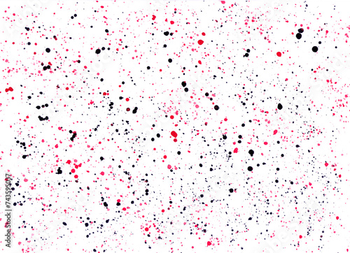 Watercolor background of black and red splashes on a white background.