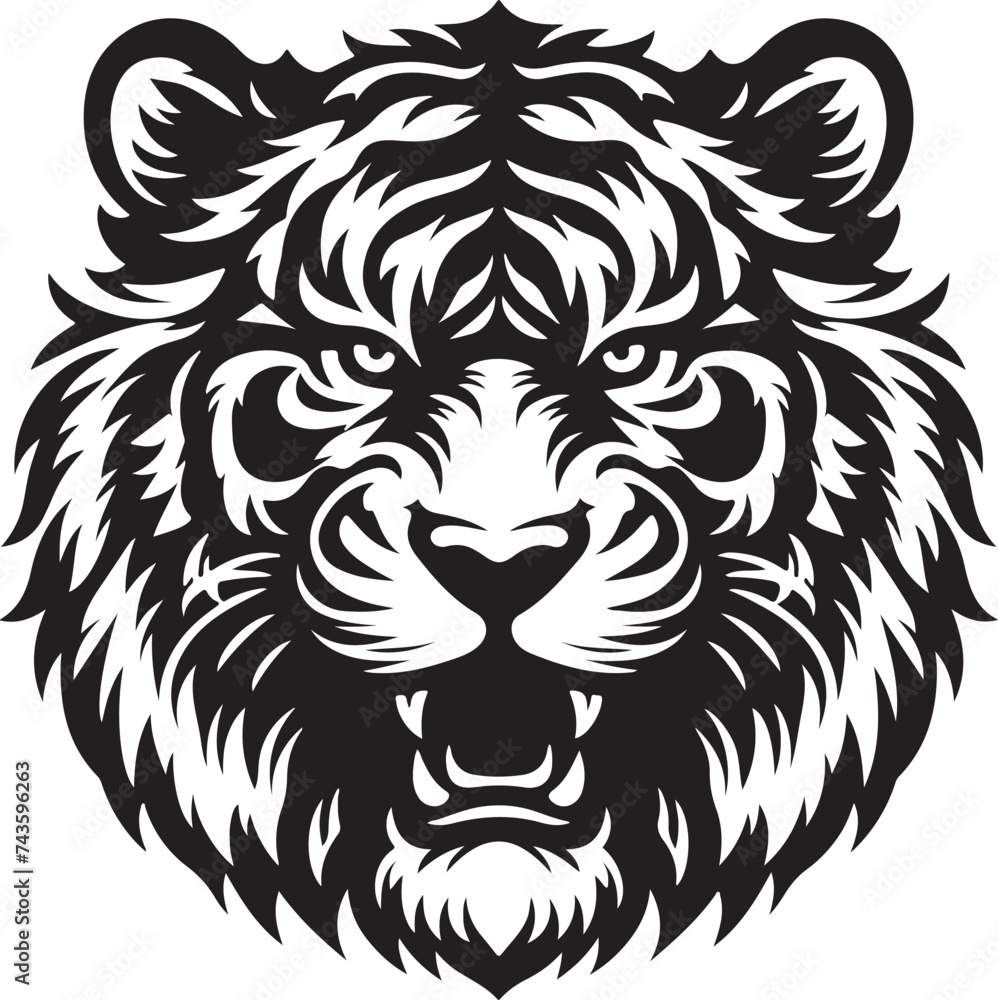 Fototapeta premium Angry Tiger Head vector illustration of wild animals on white background