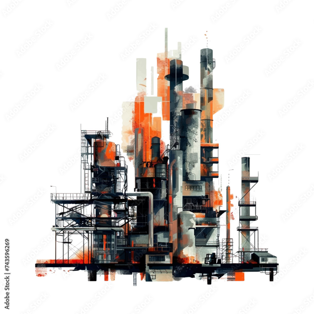 Illustration of an industrial factory on a white background. Illustration of an industrial factory on a white background.